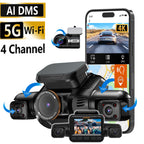 HUPEJOS V8Pro-4CH 360° 4K Dash Cam AI Driver Monitor System Built-in WiFi GPS,Night Vision,Voice Control,24H Parking Mode