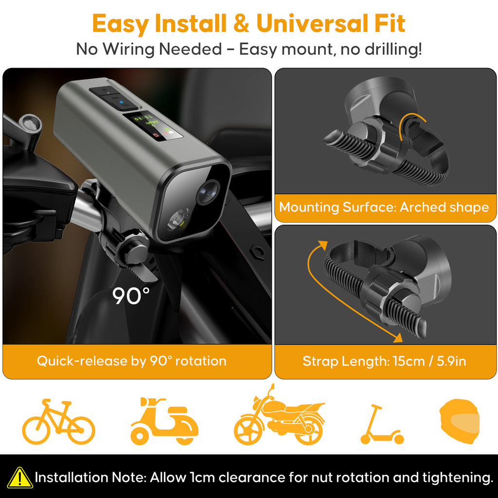 HUPEJOS 4K UHD Action Camera With GPS Tracker,Wireless Bike Camera,Anti-Shake Sport DV,IP65 Waterproof,Bicycle Light,APP Support