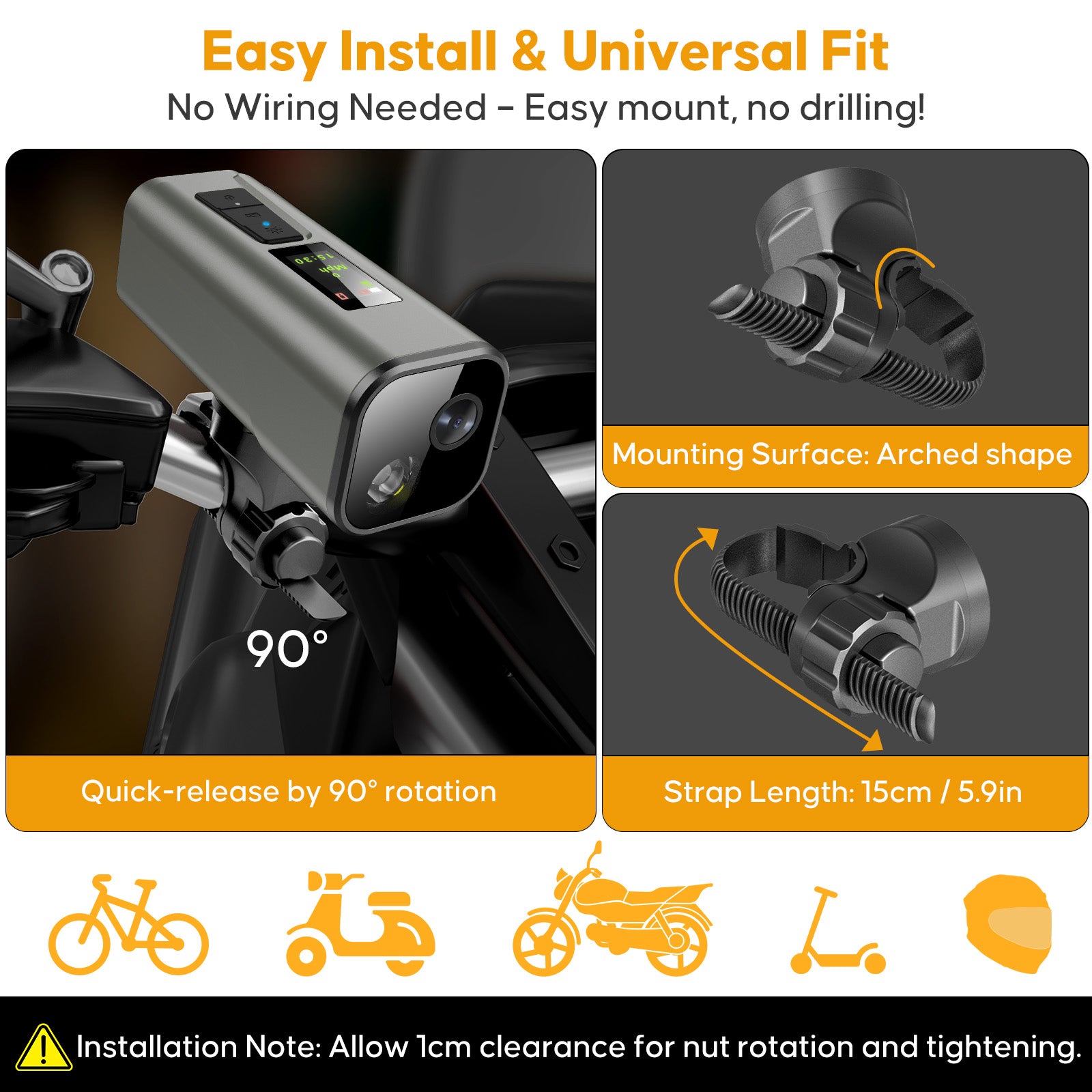 HUPEJOS 4K UHD Action Camera With GPS Tracker,Wireless Bike Camera,Anti-Shake Sport DV,IP65 Waterproof,Bicycle Light,APP Support