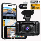 HUPEJOS 4K 2CH Dash Cam Front And Rear STARVIS 2 DualHDR,4"Touch Screen Built-in GPS 5G WiFi,Voice Control,WDR,24/7 Parking Mode