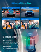 HUPEJOS V8Pro-4CH 360° 4K Dash Cam AI Driver Monitor System Built-in WiFi GPS,Night Vision,Voice Control,24H Parking Mode