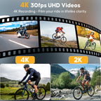 HUPEJOS 4K UHD Action Camera With GPS Tracker,Wireless Bike Camera,Anti-Shake Sport DV,IP65 Waterproof,Bicycle Light,APP Support