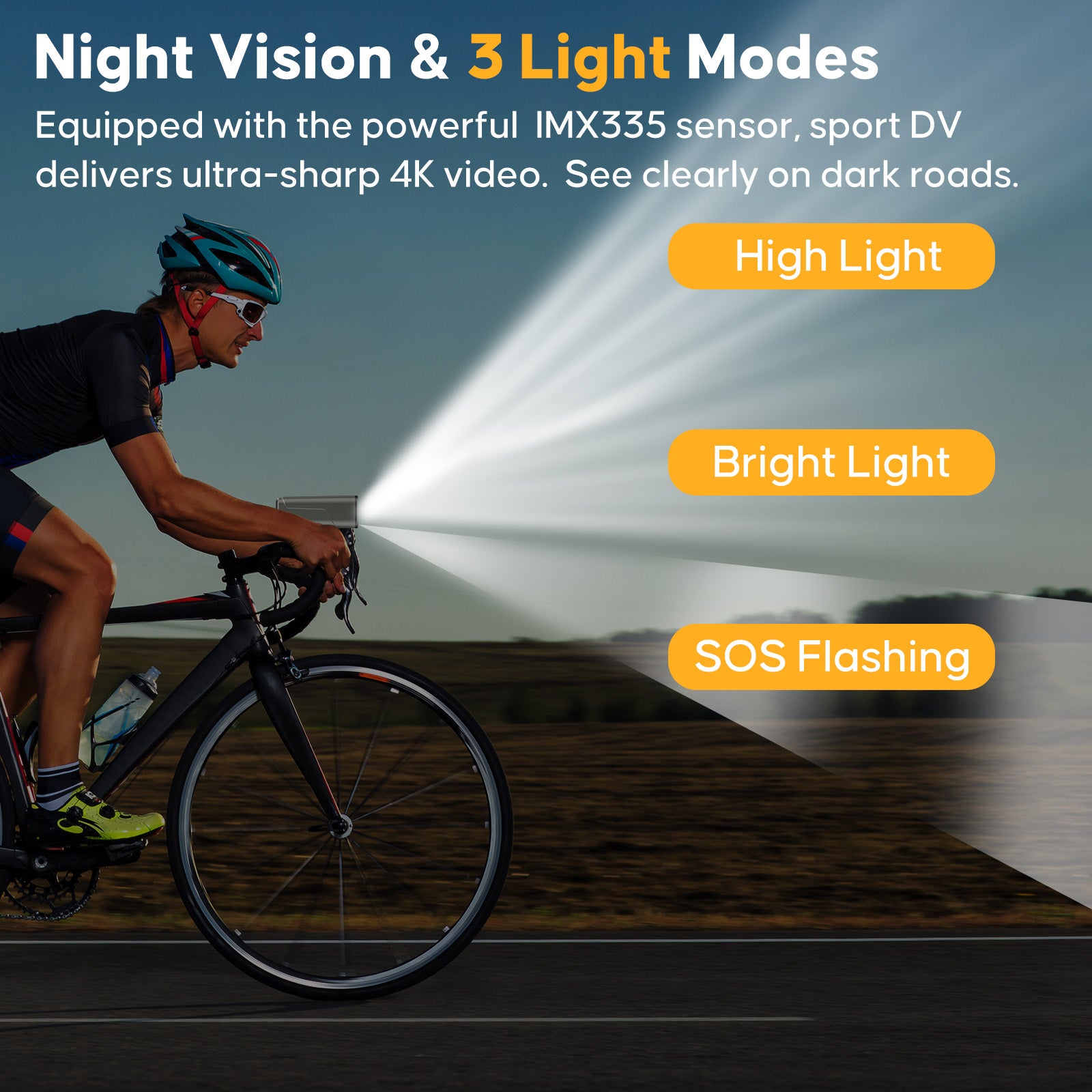 HUPEJOS 4K UHD Action Camera With GPS Tracker,Wireless Bike Camera,Anti-Shake Sport DV,IP65 Waterproof,Bicycle Light,APP Support