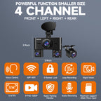 HUPEJOS 360°V7-4CH Dash Cam Front and Rear Inside FHD1080Px4 Built-in Wi-Fi WDR Night Vision Voice Control 24H Parking Mode