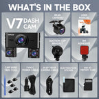 HUPEJOS 360°V7-4CH Dash Cam Front and Rear Inside FHD1080Px4 Built-in Wi-Fi WDR Night Vision Voice Control 24H Parking Mode