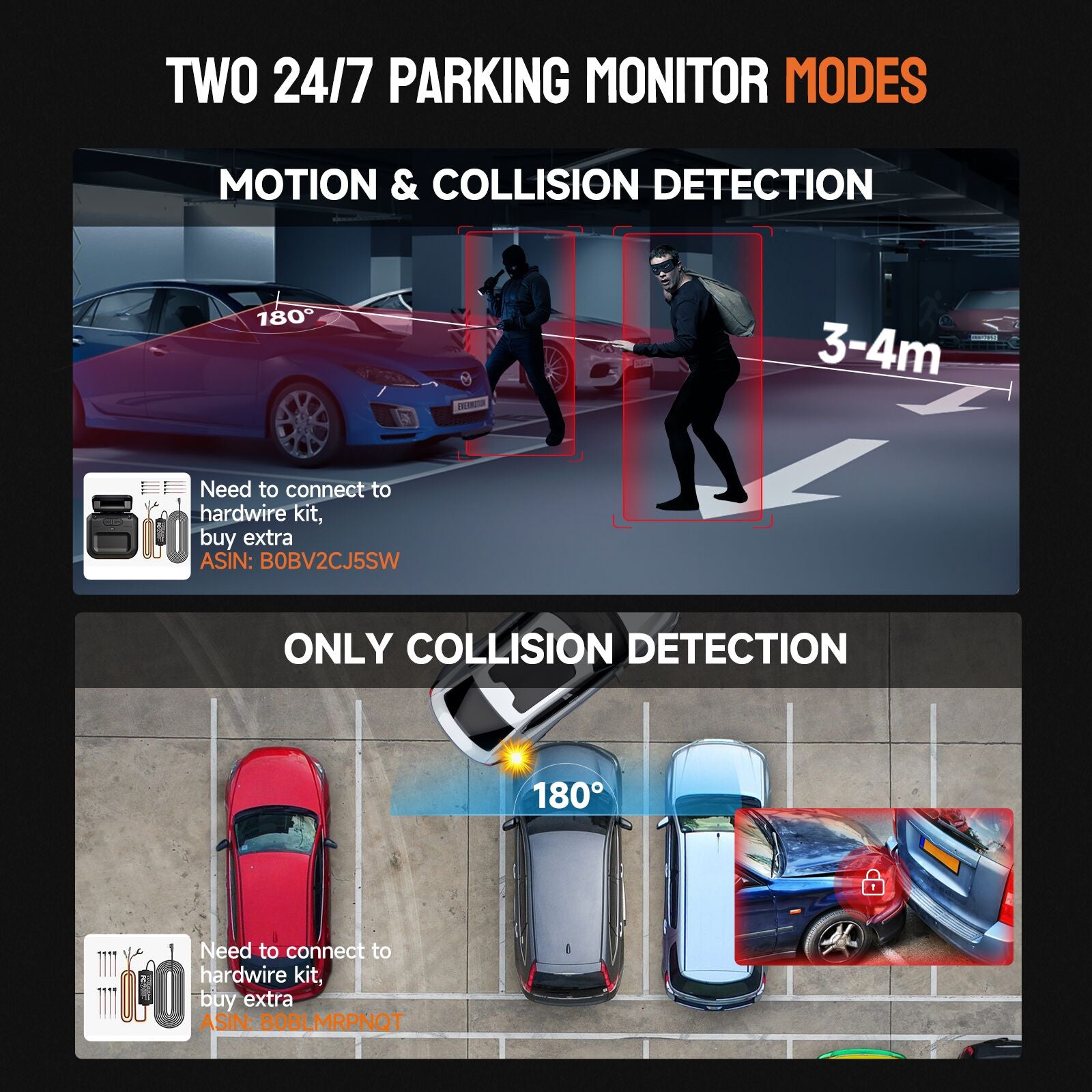 HUPEJOS 360°V7-4CH Dash Cam Front and Rear Inside FHD1080Px4 Built-in Wi-Fi WDR Night Vision Voice Control 24H Parking Mode