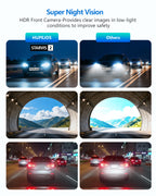 HUPEJOS V8Max-4CH STARVIS 2 HDR IMX675 360° 4K Dash Cam With AI DMS Built-in GPS WiFi Voice Control,3" Touch Screen,Parking Mode