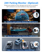 HUPEJOS V8Max-4CH STARVIS 2 HDR IMX675 360° 4K Dash Cam With AI DMS Built-in GPS WiFi Voice Control,3" Touch Screen,Parking Mode