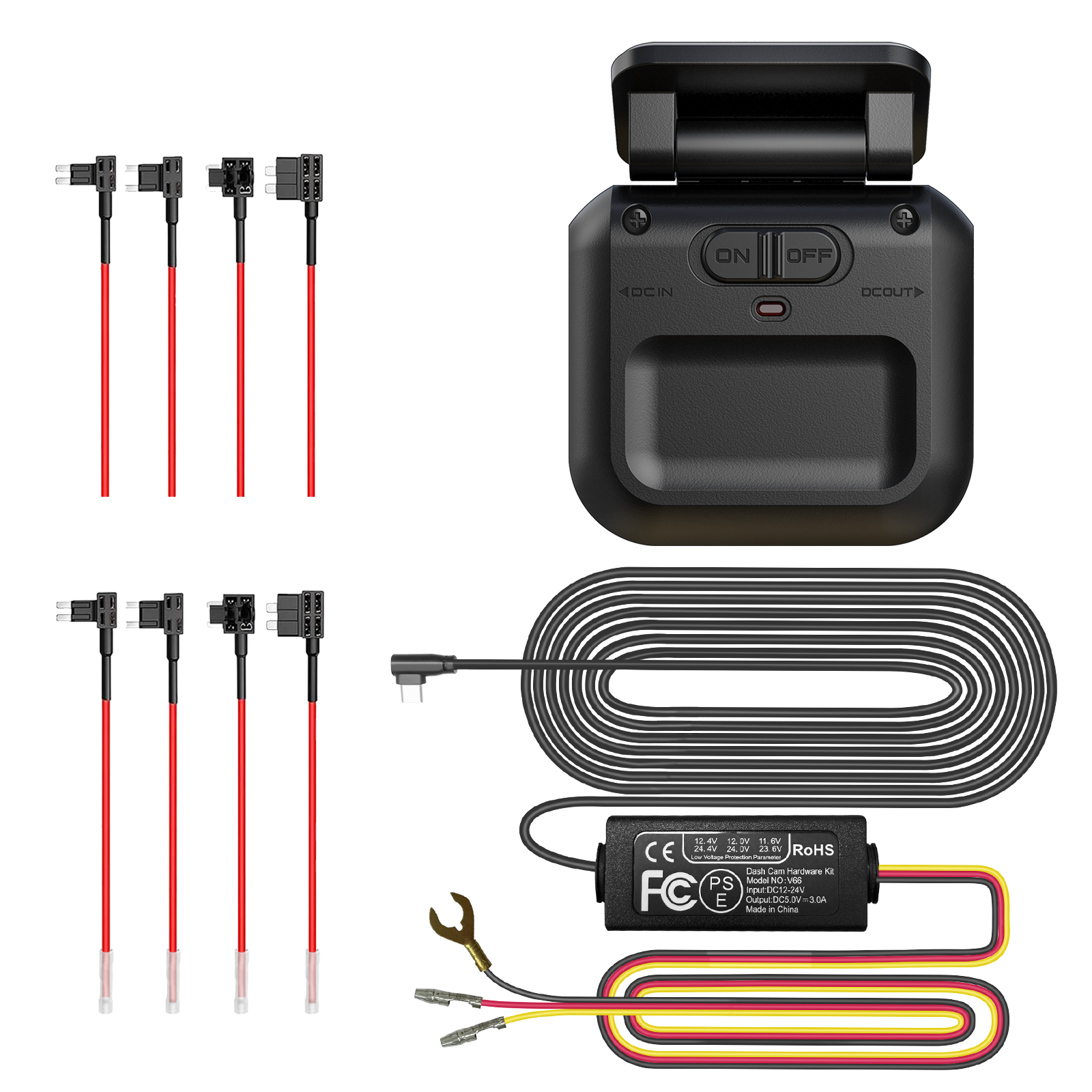 Type-C Hardwire Kit With Radar Detection,Suitable For Dash Cam With Low Voltage Protection, 24/7 Radar Detection Parking